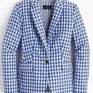 J. Crew Blue and White Checkered Blazer
